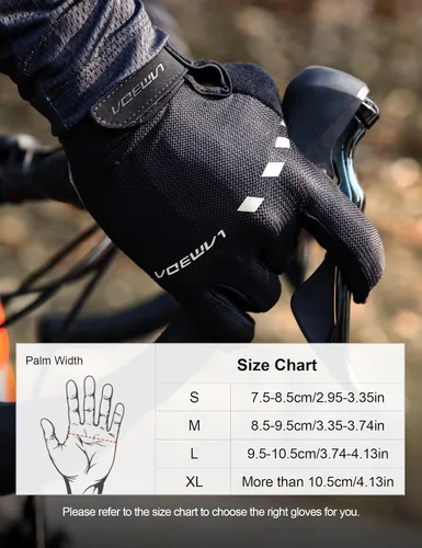 Vista 5 de LAMEDA Guantes de bicicleta de montaña para hombre, 0.197 in, EVA gruesos, guantes de ciclismo de dedo completo, guantes de bicicleta ligeros