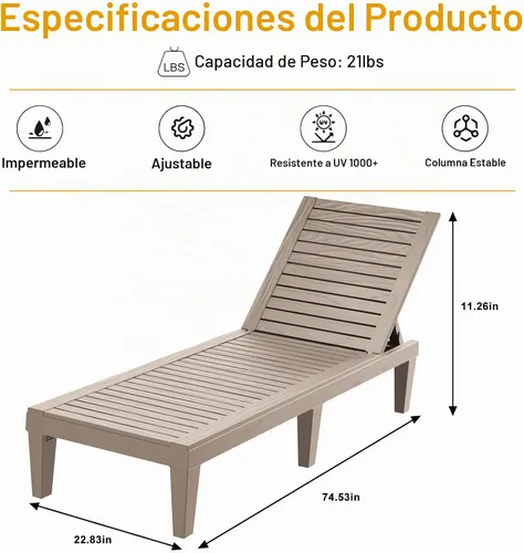 Vista 2 de EasyUp - Tumbonas para exteriores, 1, color gris