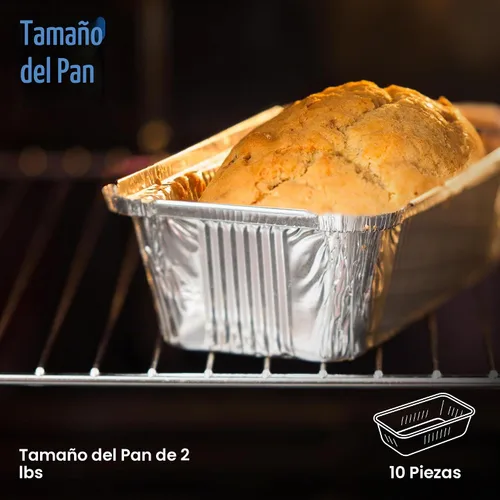 Vista 3 de Moldes desechables de aluminio de 2 libras para hornear, servir y almacenar, sartén desechable resistente al calor, ideal para alimentos