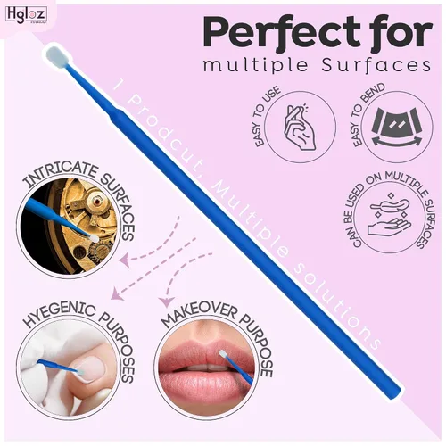 Vista 2 de Microswabs - Paquete de 500 extensiones de pestañas, color azul, microaplicador suave de 0.079 pulgadas con varitas de microfibra, adecuado