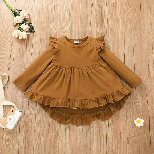 Vista 5 de GDDXLM Conjunto de traje de bebé para niña pequeña, con volantes, manga larga, pantalones florales con diadema, traje de traje de niña pequeña