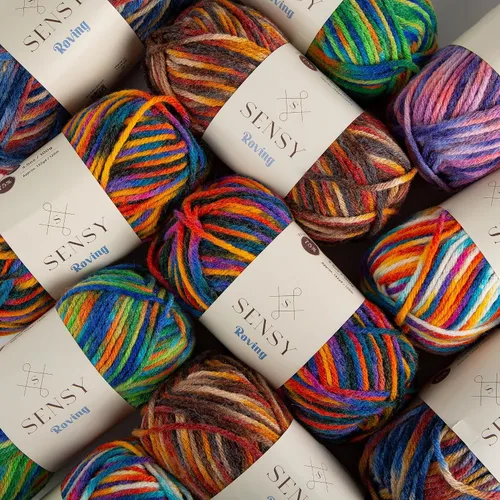 Vista 6 de Sensy Roving - Ovillo de lana multicolor, 3.5 onzas, 132 yardas, calibre 5, voluminoso (otoño)