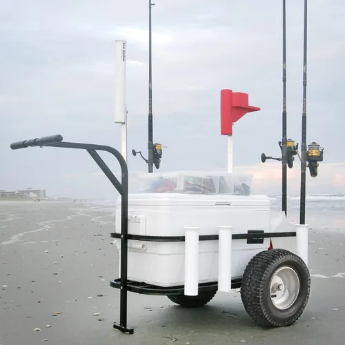 Vista 5 de Sea Striker Carrito Deluxe para surf, muelle y playa – Carro de ruedas de pesca al aire libre