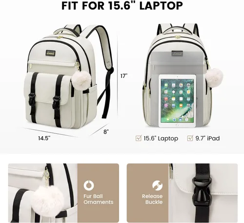 Vista 4 de LOVEVOOK - Mochila de regreso a clases para adolescentes, mochila escolar para niñas de 14 a 16 años, linda mochila para estudiantes, bolsa de viaje