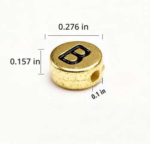 Vista 2 de Cuentas de letras, 1000 cuentas acrílicas del alfabeto, letras A-Z para hacer joyas (dorado)