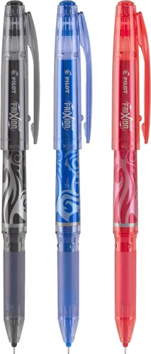 Vista 2 de Pilot FriXion, recarga para bolígrafo con tinta de gel, paquete de 3, Negro/Azul/Rojo