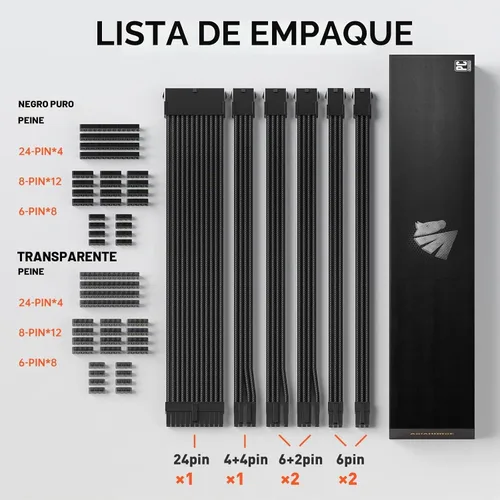 Vista 2 de ASIAHORSE Cables de alimentación de extensión de cable PSU 16AWG, cable de extensión de manga modificada para requisitos particulares de la fuente