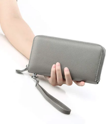 Vista 5 de Moflycom - Cartera de cuero genuino para mujer, con cierre y seguridad RFID