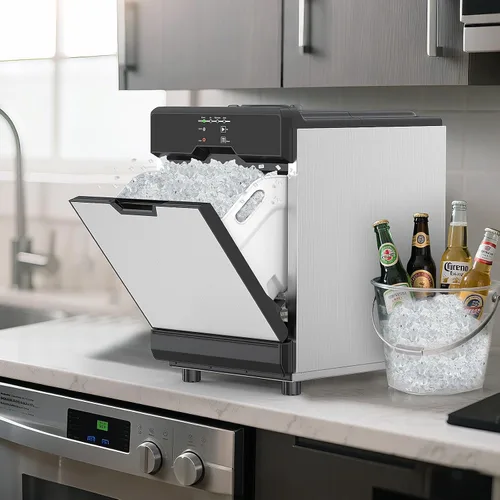 Vista 8 de Máquina de hielo Nugget para encimera 40 libras/día, contenedor de hielo de 10 libras, máquina de hielo de pellets suaves masticables de acero