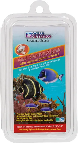 Vista 10 de Ocean Nutrition Hojas de algas marinas – Alimento nutritivo para peces de agua salada de algas rojas con extracto de ajo natural para peces