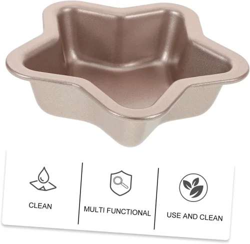 Vista 6 de PRETYZOOM Molde para pasteles con forma de estrella, de Ptfe, de oro, antiadherente, para restaurantes y hoteles en el hogar, para pudín de pasteles