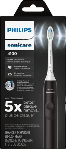 Vista 18 de Philips Sonicare 4100 Cepillo de dientes eléctrico recargable, negro, con cabezales de repuesto originales Philips Sonicare Optimal para control