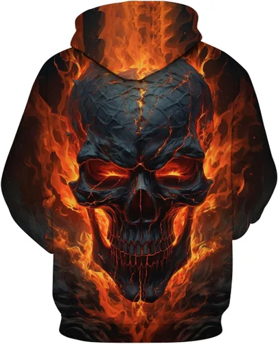 Vista 2 de TiwBski Sudadera con capucha con estampado de calavera y bolsillo para hombre