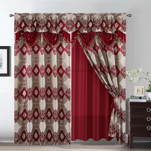 Vista 13 de Petrichor Cortinas Elegantes con Hilos Dorados y Plateados Juego de 2 Paneles - Tratamiento de Ventana de Lujo con Cenefa Adjunta, Respaldo