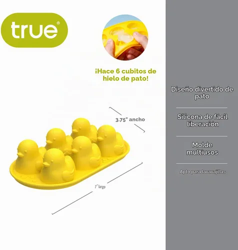 Vista 3 de TrueZoo Quack the Ice Duck - Bandeja para cubitos de hielo, molde de silicona de fácil liberación para whisky, cócteles, té helado, chupitos