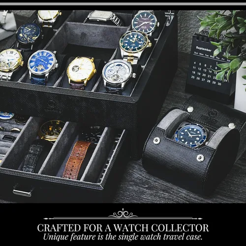 Vista 4 de Organizador de caja de reloj con estuche de viaje y almacenamiento formal de accesorios