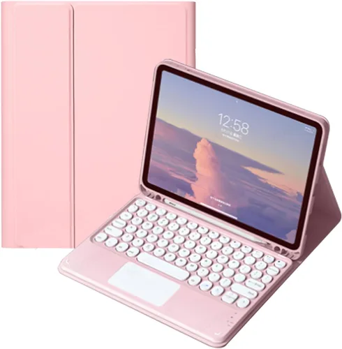 Vista 10 de Funda de teclado con panel táctil para Galaxy Tab A8 de 10.5 pulgadas 2022 (SM-X200/X205/X207), funda de teclado inteligente delgada con lindo