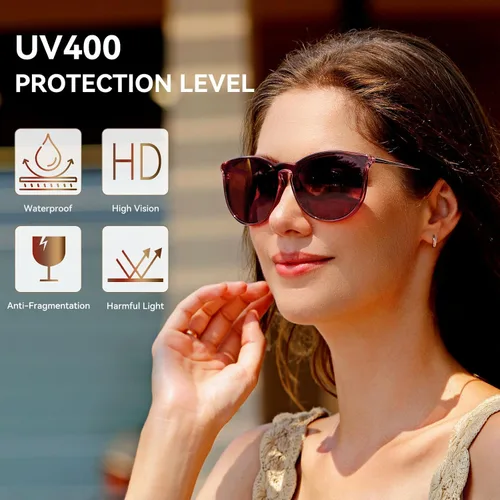 Vista 4 de Dollger Gafas de sol de moda de gran tamaño para mujer, 100% protección UV para conducir, montar, playa y viajes