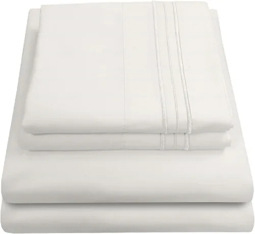 Vista 64 de Juego de sábanas extrasuaves de tamaño individual, ropa de cama transpirable y lujosa con correas elásticas integradas para las esquinas, colección