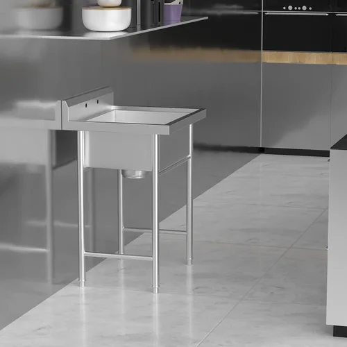 Vista 3 de VINGLI Fregaderos utilitarios independientes mejorados de 28" de acero inoxidable 304 para cuarto de lavandería con protector contra salpicaduras
