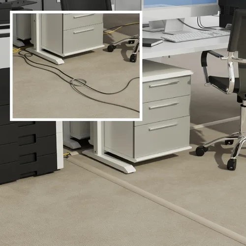 Vista 4 de D-Line – Funda para cable de piso de 6 pies, protector de cable, oculta cables de extensión, protege cables, evita riesgos de caídas, ocultador