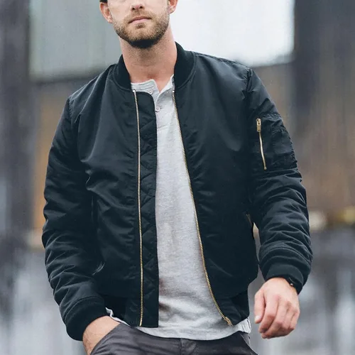 Vista 2 de TACVASEN - Chaquetas de hombre. Chaqueta bomber de otoño e invierno, acolchada, con cremallera completa, cálida, de estilo casual