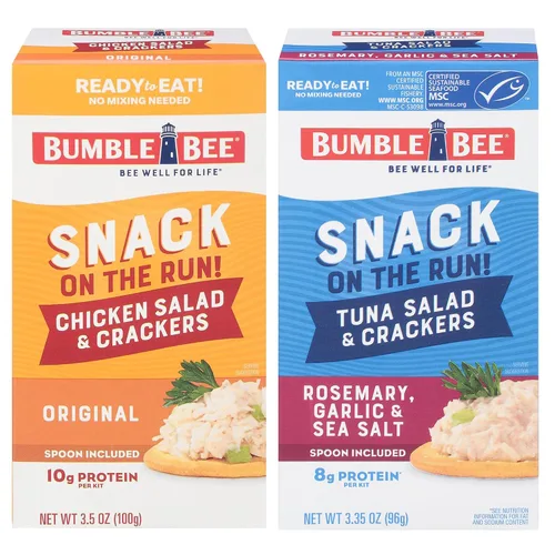 Vista 17 de Bumble Bee Snack on the Run BBQ - Kit de ensalada de pollo con galletas, 3.5 onzas, lista para comer, cuchara incluida, aperitivo de proteína
