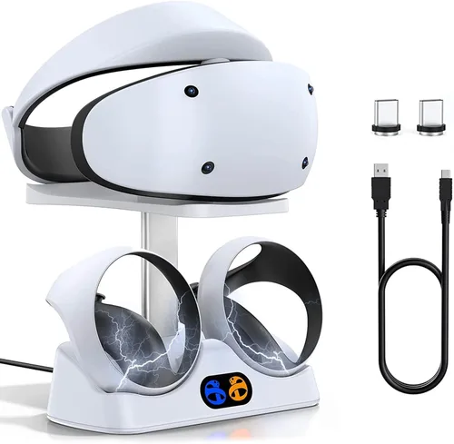 Vista 5 de PECOOVR Rubber Glasses Spacer for PSVR 2, Silicone Lens Protector Compatible with Playstation VR2 + Charging Station for PSVR 2 Controller