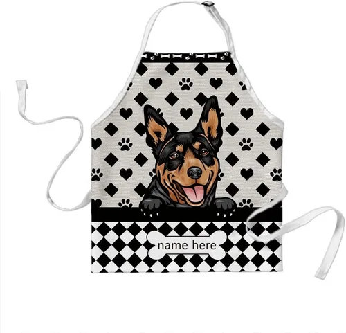 Vista 24 de Delantal de aseo de perros de lunares personalizado lindo perro Airedale, rojo (Airedale)