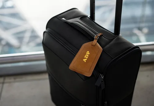 Vista 7 de Soporte personalizado de cuero con monograma RFID para pasaporte y etiqueta de equipaje, montura antigua, Juego de funda para pasaporte y etiqueta