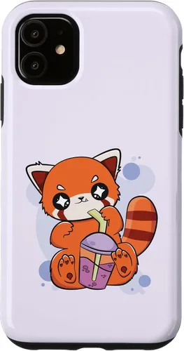 Vista 5 de Funda para iPhone 15 con diseño de panda rojo Boba Cute Anime Kawaii Pearl Bubble Tea Case