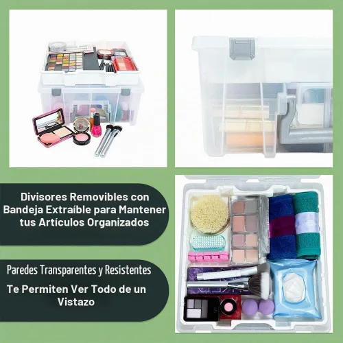 Vista 6 de Best Kept Super Satchel doble profundo con bandeja elevable, transparente