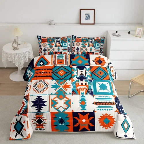 Vista 30 de Erosebridal Southwestern - Juego de edredón tamaño individual, diseño étnico étnico, geométrico, bohemio, azteca, para niños, adolescentes, adultos