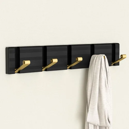 Vista 6 de Wisfame Ganchos para abrigos, perchero de aluminio montado en la pared, 5 ganchos plegables, resistente, ahorro de espacio, perchero de pared
