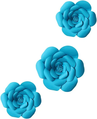 Vista 15 de N/C 3 piezas de flores de papel para fiesta, flores de papel para fondo de boda, decoración DIY hecha a mano para fondo de boda, decoración de pared