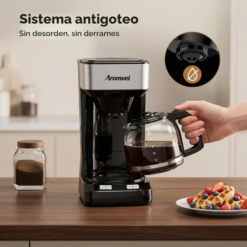 Vista 11 de Cafetera de 12 tazas, cafetera de goteo grande con tanque de agua Plateado