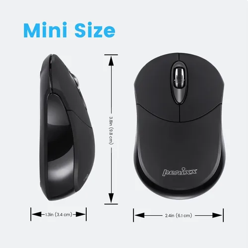 Vista 5 de Perixx PERIMICE-802B - Mouse inalámbrico Bluetooth, diseño portátil para Windows, iOS y tabletas Android, goma negra