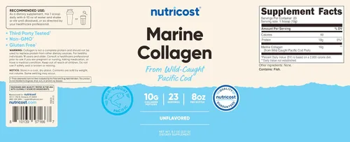 Vista 6 de Nutricost Colágeno marino en polvo pescado capturado silvestre (8 onzas) – 23 porciones, 0.35 onzas de proteína por porción, capturado