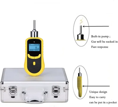 Vista 3 de ATO Detector portátil de fugas de gas de hidrógeno 0 a 500 ppm, monitor de gas H2 con alarma de sonido y luz
