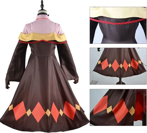 Vista 5 de IOPBOT Disfraz de anime KonoSuba Megumin Uniforme Cosplay Unisex Miko Disfraz de bruja para niña