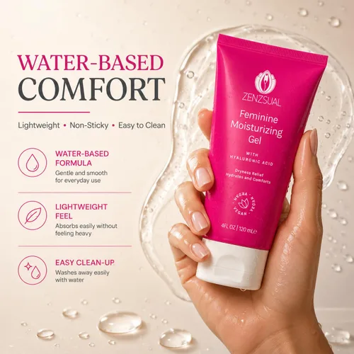 Vista 3 de ZENZSUAL Gel hidratante femenino, con ácido hialurónico, hidratante vaginal a base de agua para sequedad, irritación, picazón o molestias, sin