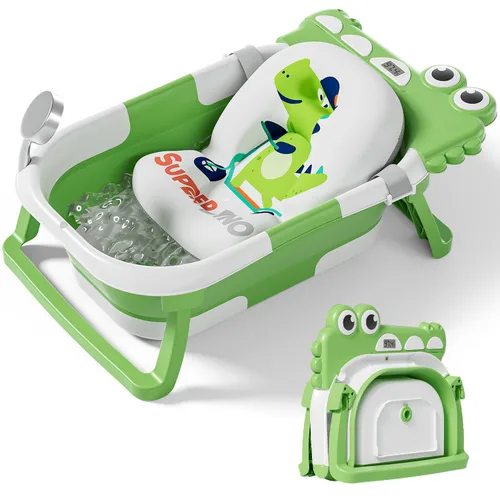 Vista 10 de TPN - Bañera plegable para bebés con cojín suave y termómetro en tiempo real, bañera portátil de viaje para recién nacidos e infantes