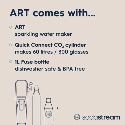 Vista 5 de SodaStream Máquina de agua con gas Art (negro) con CO2 y botella apta para lavavajillas