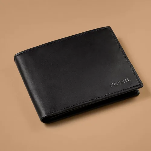 Vista 16 de Fossil Derrick - Cartera plegable de piel con bloqueo RFID y ventana de identificación abatible para hombre