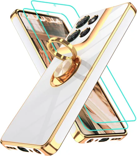 Vista 165 de Funda para Motorola Moto G 5G 2024: Funda Moto G Play 5G 2024 con 2 piezas de protectores de pantalla, soporte de anillo de rotación de 360°
