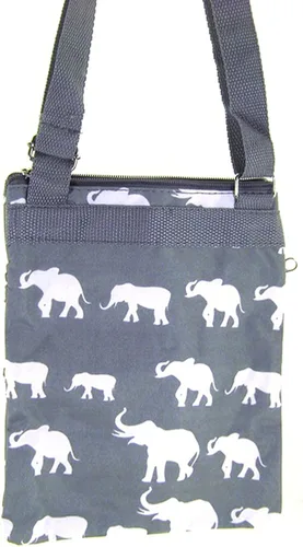 Vista 3 de Bolso bandolera con estampado de elefante gris, Gris