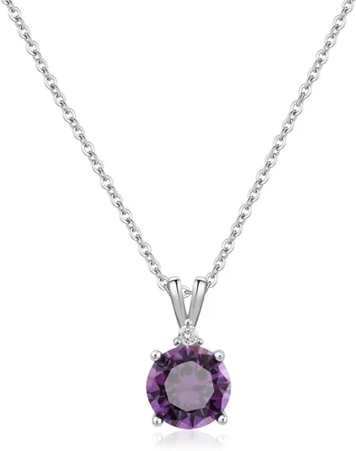 Vista 20 de 8mm Round Cubic Zirconia Sterling Silver Necklace Dainty Necklace Birthstone Jewelry Pendant Necklaces for Women