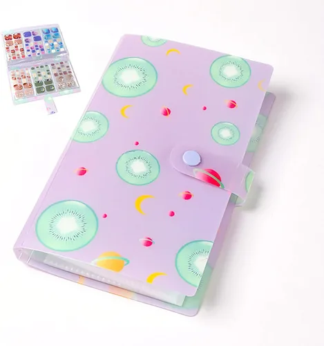 Vista 7 de Álbum de recolección de 120 ranuras para tiras de esmalte de uñas, envolturas completas para uñas de los pies, carpetas de almacenamiento vacías