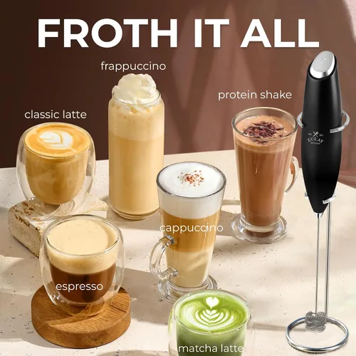 Vista 149 de Zulay Milk Boss Espumador de leche potente manual, hace espuma para latte, batidor para mezclar bebidas, café, miniespumador para capuchino, frappé