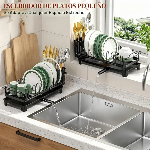 Vista 3 de masadi Escurridor de platos pequeño, escurridor compacto para encimera de cocina